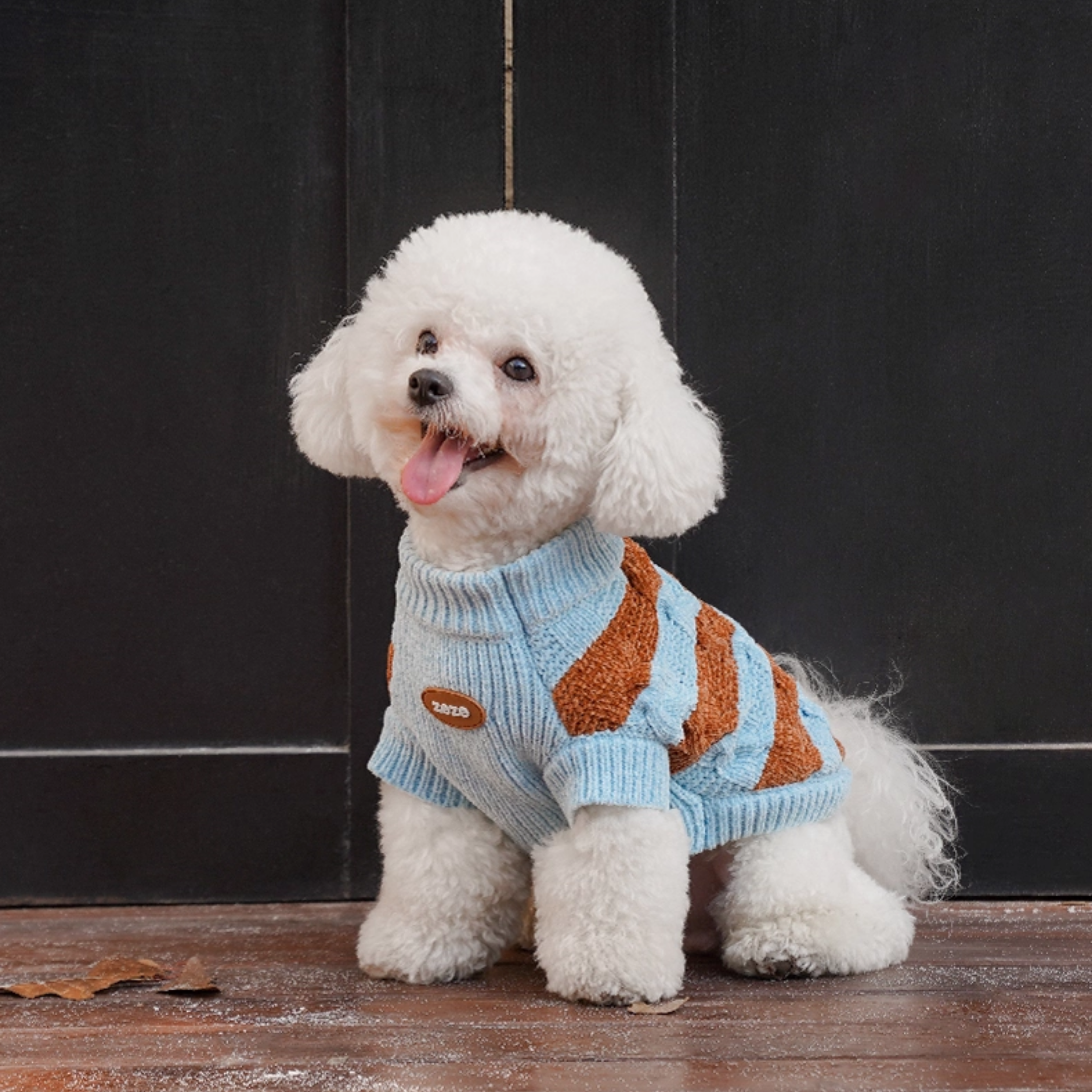 ストライプチャンキーニット