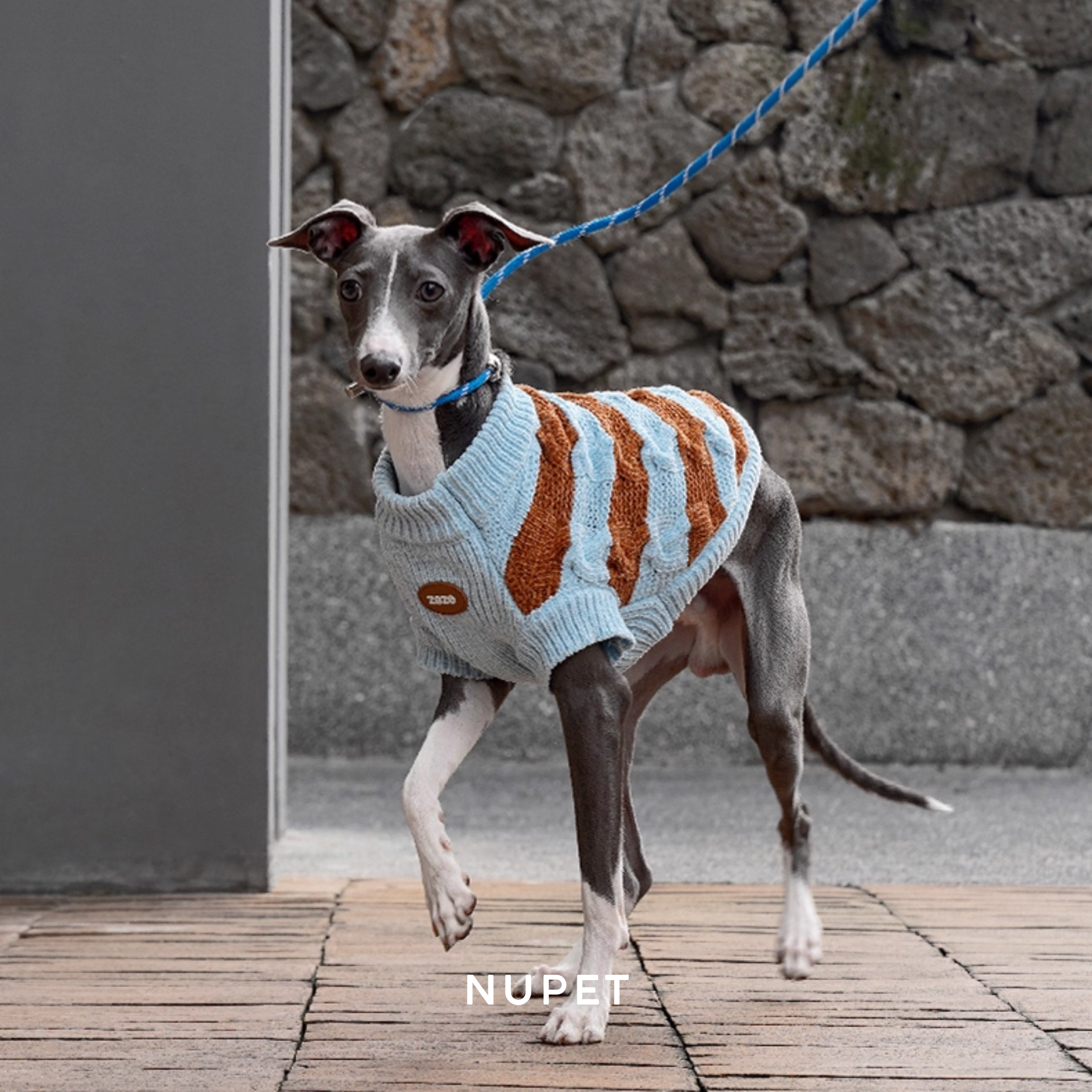 ストライプチャンキーニット