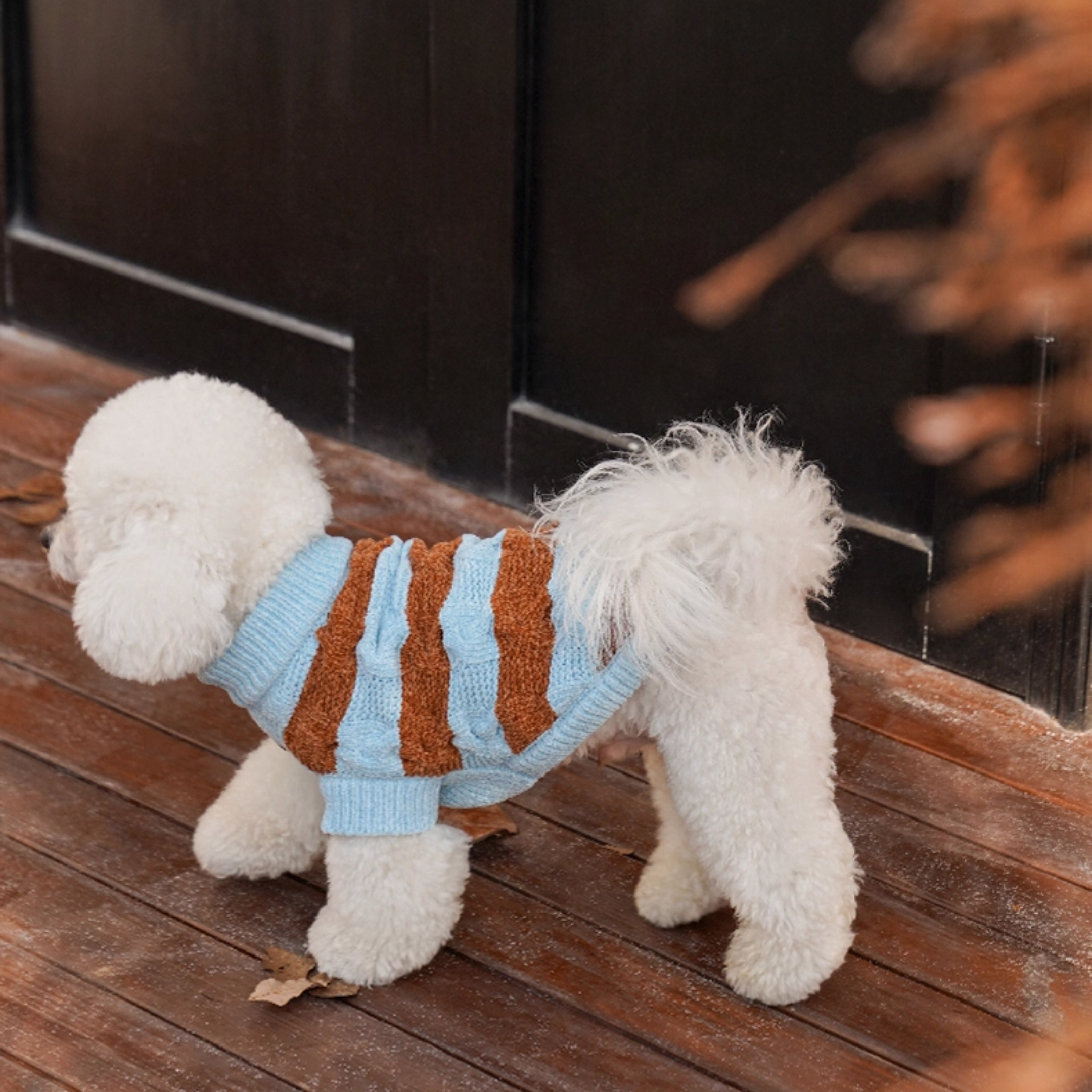 ストライプチャンキーニット