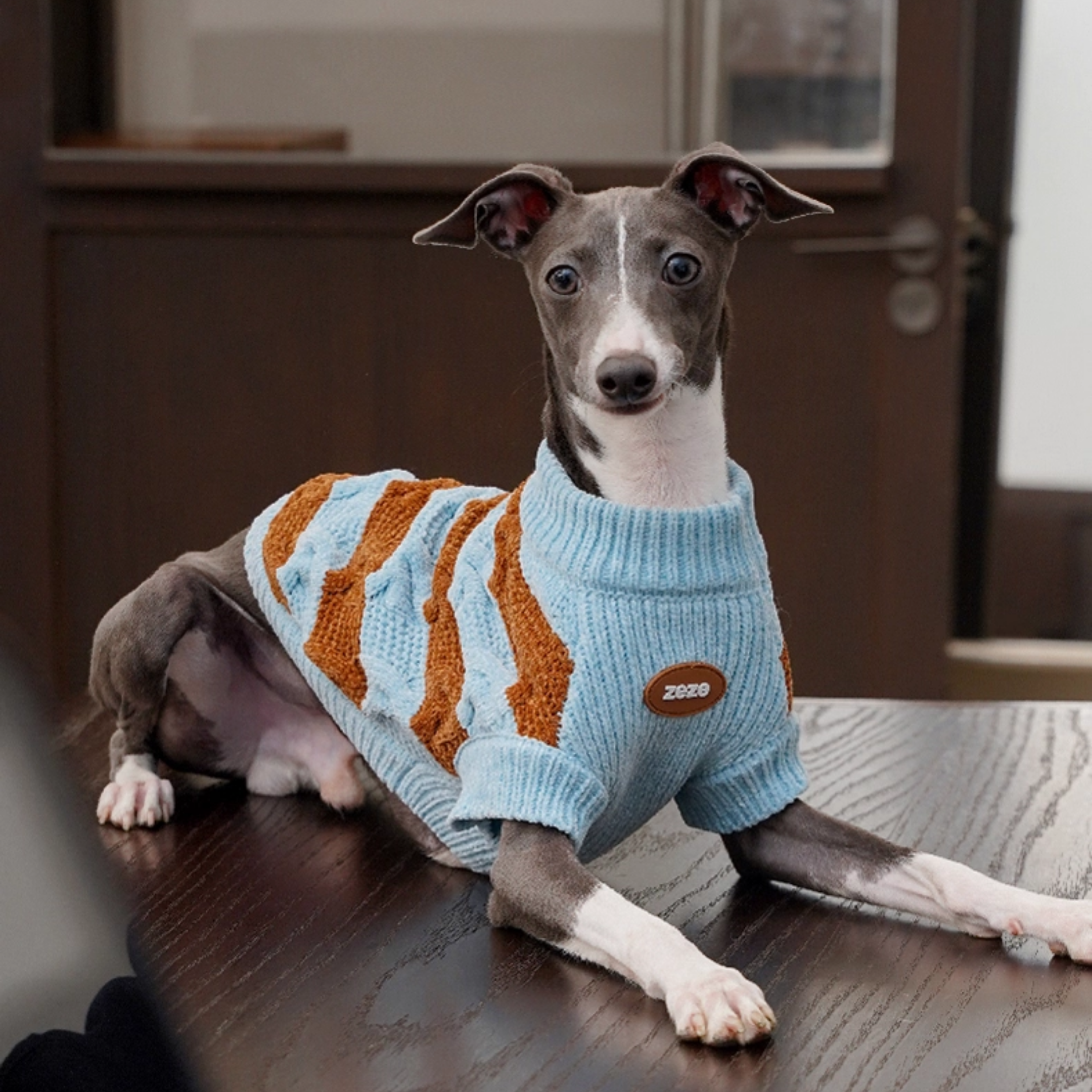 ストライプチャンキーニット